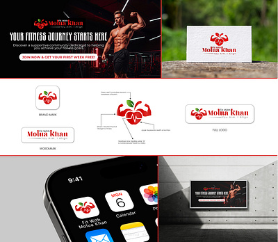 Modern Fitness Logo Design – Fit With Molua Khan Branding adobe illustrator adobe photoshop branding dribbble portfolio graphic design graphic designer lamia akter