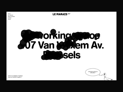Le Marais Location UI Design brand identity clean layout contact page digital presence event listing high contrast information display location page menu minimalist ui modern web office space simple design typography ui design user interface ux design ux ui website design white space