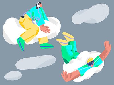 Clouds character design flying illustration procreate sketch
