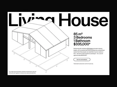 Modern Modular House Design Concept architectural design building design clean layout construction design system digital presentation home builders housing concept information display minimalist ui modern architecture modular house pre fabricated homes project details property showcase real estate technical drawing ux ui web interface wireframe design