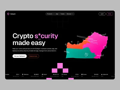 Crypto Security Platform Web Design bitcoin ethereum blockchain design cloud security crypto ui cryptocurrency wallet data visualization digital asset financial technology fintech information architecture modern website online security product landing responsive design security platform ui design user interface ux design wallet interface web security