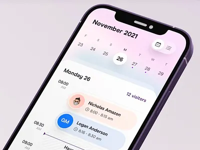 Mobile Calendar App UI Design app design app screen calendar app date picker digital planner event management information architecture mobile experience mobile ui modern application personal organizer productivity tool scheduling interface time management ui design user flow user interface ux design visitor management