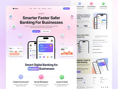 Fintech Banking Landing Page ai fintech banking dashboard digital banking finance management finance ui financial dashboard fintech fintech app design fintech landing page fintech saas fintech startup fintech ui kit fintech web design fintech website mobile banking modern fintech design payment system ui saas landing page startup landing page