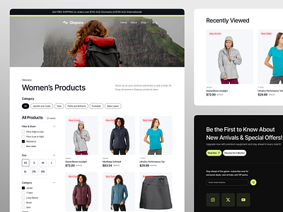 Stepora – Women’s Product List clean design e commerce ecommerce landing page ecommerce website figma framer hiking landing page modern nija works product design product list shopify sport sport ecommerce sport landing page store ui webflow