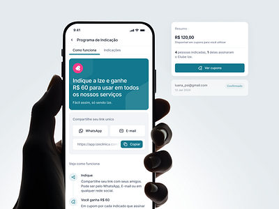 Referral Program – Mobile App Design app clinic mobile mobile app referral referral program share sharing link ui ui design ux design