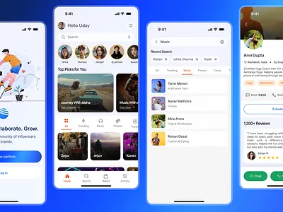 Influencer Connect – Chat, Call & Collaborate design mobile product ui ux
