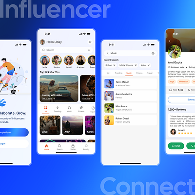 Influencer Connect – Chat, Call & Collaborate design mobile product ui ux