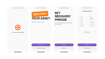 Web-3 onboarding flow app design branding crypto logo mobile app product design ui web3