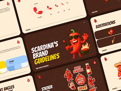 Brand Guidelines for Scardina'S brand guidelines branding characterbranding chill illustratedpackaging logo logo design mascot productbranding saucebrand visualidentity