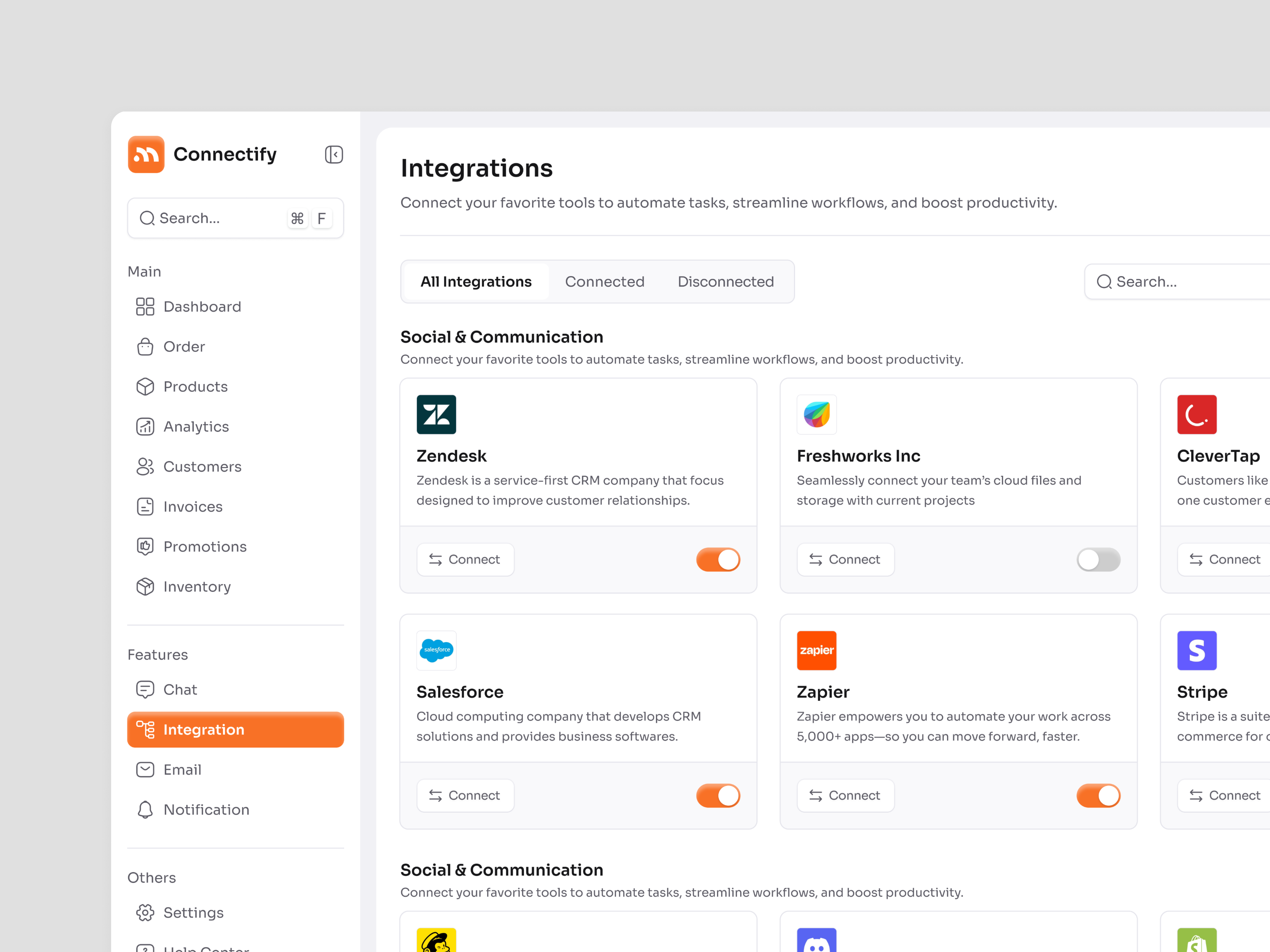 Integration Dashboard UI – Seamless App Connections for SaaS app ui application dashboard dashboard dashboard ui dashboard ui design gausul haque nasif integration integration app integration dashboard integration web app modern modern dashboard saas saas dashboard saas web ui ui design ui designer uiux web app