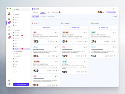 Project Management Tool – Dashboard Design dashboard design dashboard ui kanban project management ui