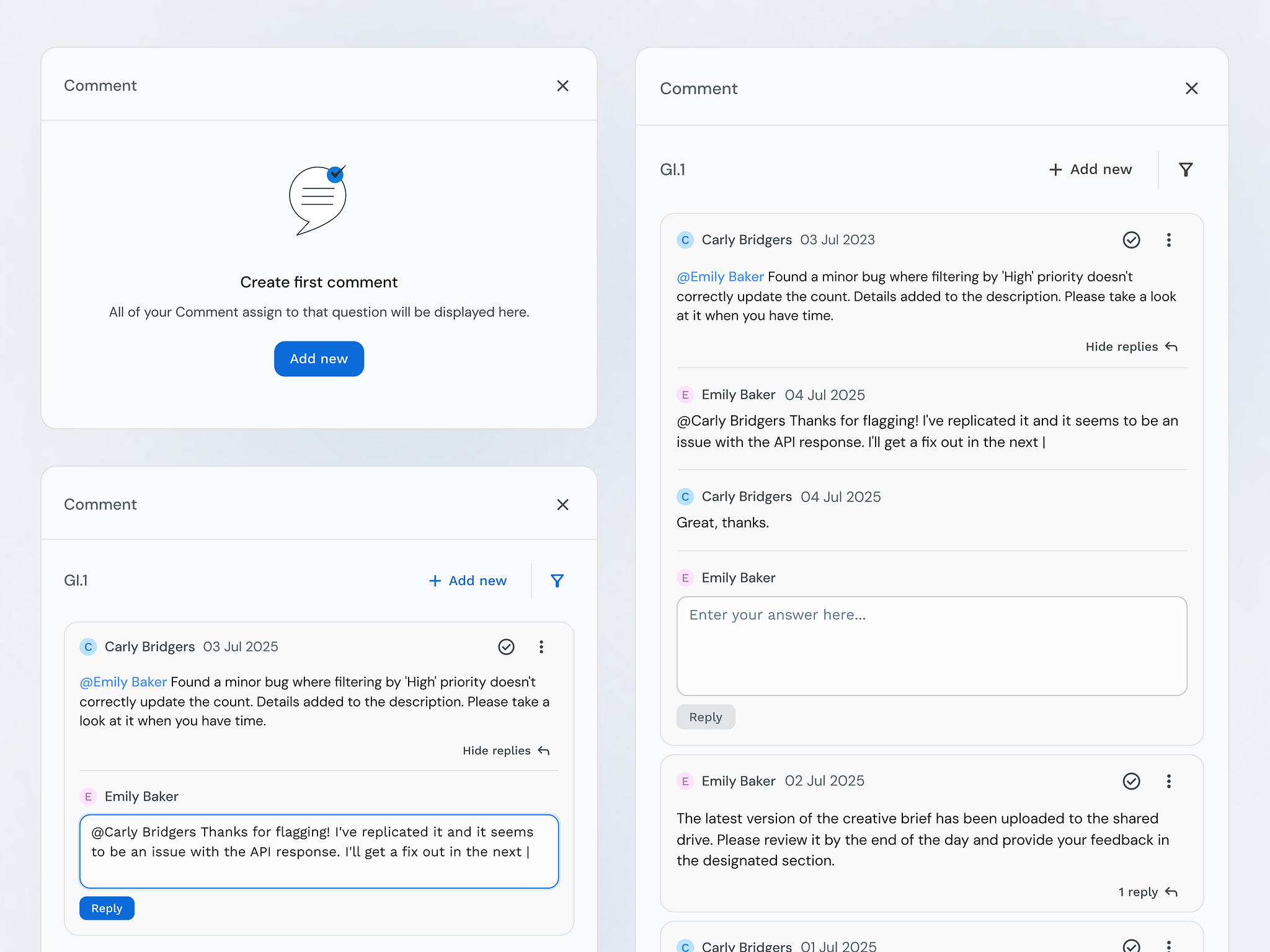 UI component | Chat | Messages | Comment Section by Agata on Dribbble