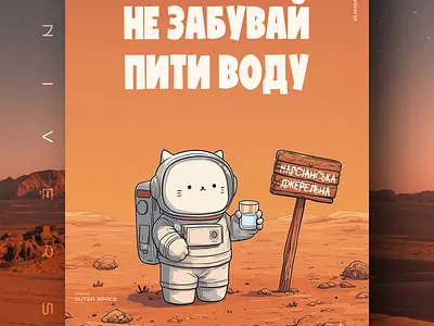 Марсіанська джерельна 💧 ai branding cat daliy design illustration poster print