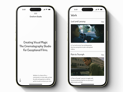 Cineform Studio UI app design figma interaction design ios iphone mobile mobile ui mobile ui design studio ui ui design ui ux design uiux user interface ux design uxui