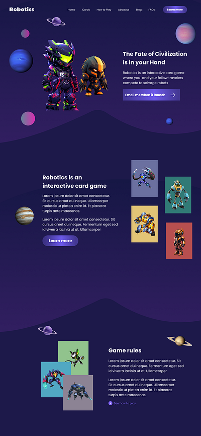 Robotics - Card Game Webdesign branding design designer figma graphic design illustration landing page ui web design