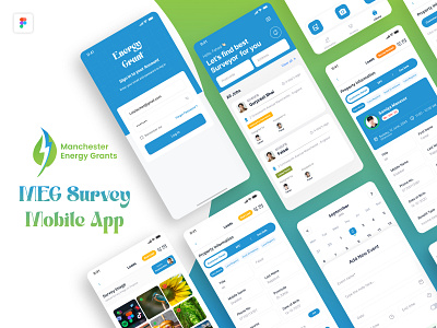MEG (Energy Grant Mobile App UI Design) app design calender ui image gallery ui mobile app ui mobile ui design survey intaller mobile app ui survey mobile app ui ui design uiux