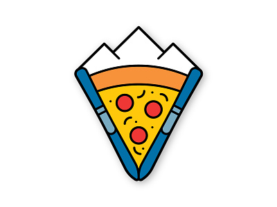 Ski Pizza badge cheeze line monoline mountain pepperoni pizza ski skier slow snow sticker winter winter sports