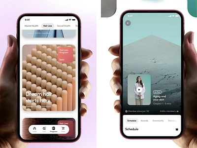Wellness Program Mobile App Design app design app screens clean interface community feature digital health hair care health health tech lifestyle app mobile app mobile application modern design personal care program design schedule tracker self improvement skincare ui ux wellness app wellness program
