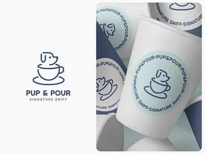 Pup&Pour - Pet-friendly coffee shop brand animal brand identity branding business coffee dog dog logo dribbbleweeklywarmup. graphic design icon logo logo design outline pet pet friendly silhouette visual design