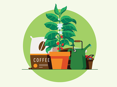 Coffee digital folioart illustration nick slater plant sustainable vector