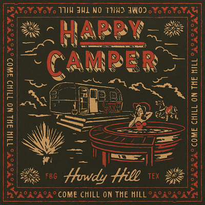 Happy Camper Bandana badge design bandana branding camper camping illustration t shirt design texas vintage