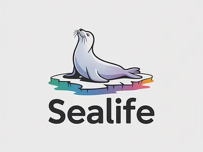 SEALIFE — A Minimalist Logo Featuring a Graceful Seal on Ice branding design graphic design illustration letter mark logo logo design typography ui ux vector word mark