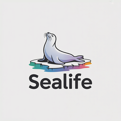 SEALIFE — A Minimalist Logo Featuring a Graceful Seal on Ice branding design graphic design illustration letter mark logo logo design typography ui ux vector word mark