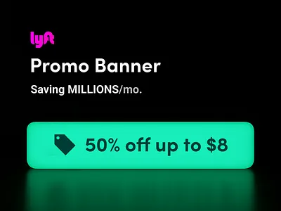 Lyft Mode Selector Promo Banner android banner coupon design discount feedback green growth ios lyft mint money promo rideshare save simple solution ui ux