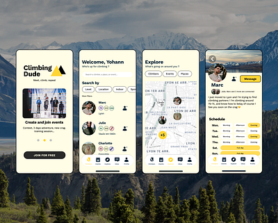 Climbing Dude - Connecting climbers together concept app app branding climber climbing concept app connect media outdoor social ui ux