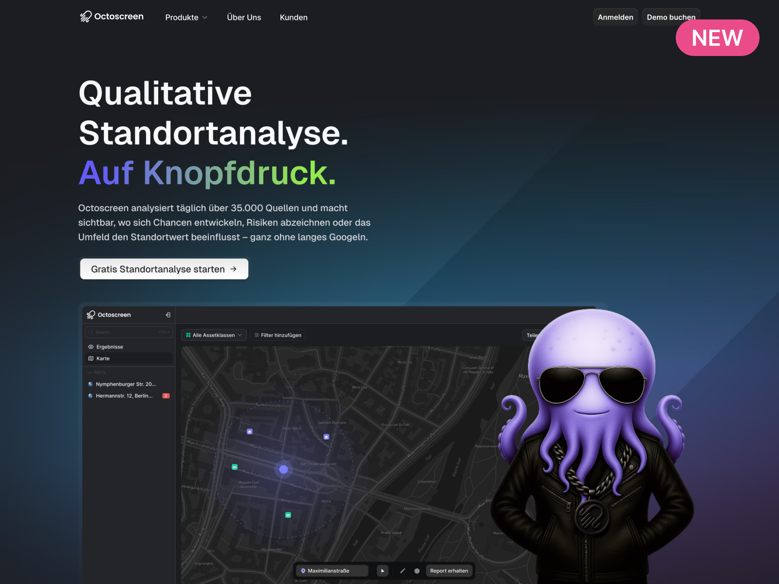 Landing Page for Ad Campaign app clean dark graphic design landing map octopus page product radius website