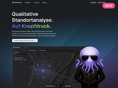Landing Page for Ad Campaign app clean dark graphic design landing map octopus page product radius website
