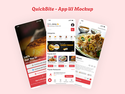 QuickBite — Food Pickup & Delivery App UI animation app delivary figma food food app food app delivary islam moinul moinul islam rehan product design quickbite rehan ui ux