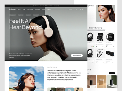 Sonixa - Modern Audio E-commerce Landing Page clean design ecommerce headphones landing page minimalist modern product page saas shop startup store technology ui ui design uiux user experience user interface ux web design
