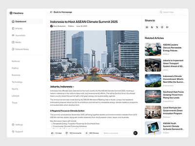 Headway - News Article Detail Page UI Design article page blog clean editorial magazine media minimal modern news app platform reading startup storytelling technology ui design uiux user experience user interface web design website