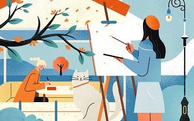 小园素作品：春日写生 design flat graphic design illustration vector