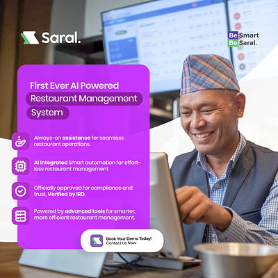 Social Media Post - Saral RMS graphic design poster poster design restaurant management system rms saral social design social media post socialmedia