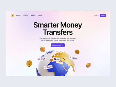 Digital Money Transfer application banking branding company design digital elementor finance fintech framer landing money page transfer ui webflow website wordpress