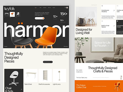 Tidyfolk : Home Furniture - Landing Page animation architecture chair clean design furniture home decoration hover interaction landing page minimal motion graphics product prototype ui uiux ux web website