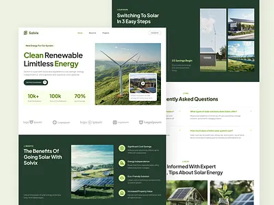 Solvix Homepage – Solar Panel Website UI Figma clean design clean energy ux eco web design energy efficient ui figma home page figma resources figma template green branding renewable energy web responsive web ui solar panel website solar ui solvix figma ui inspiration ui show case ui trends ux for sustainability ux ui design