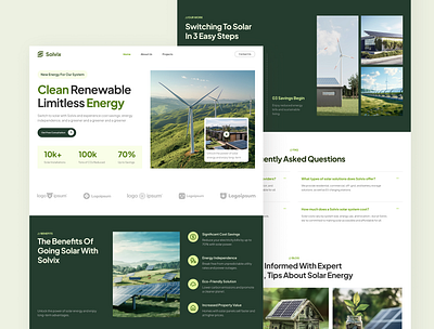 Solvix Homepage – Solar Panel Website UI Figma clean design clean energy ux eco web design energy efficient ui figma home page figma resources figma template green branding renewable energy web responsive web ui solar panel website solar ui solvix figma ui inspiration ui show case ui trends ux for sustainability ux ui design
