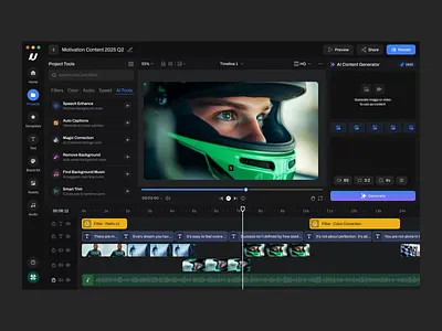 Video AI Tool Dashboard Animation ai tools animation cansaas clean dashboard design editing interface modern design motion graphics saas ui ux video video ai tool