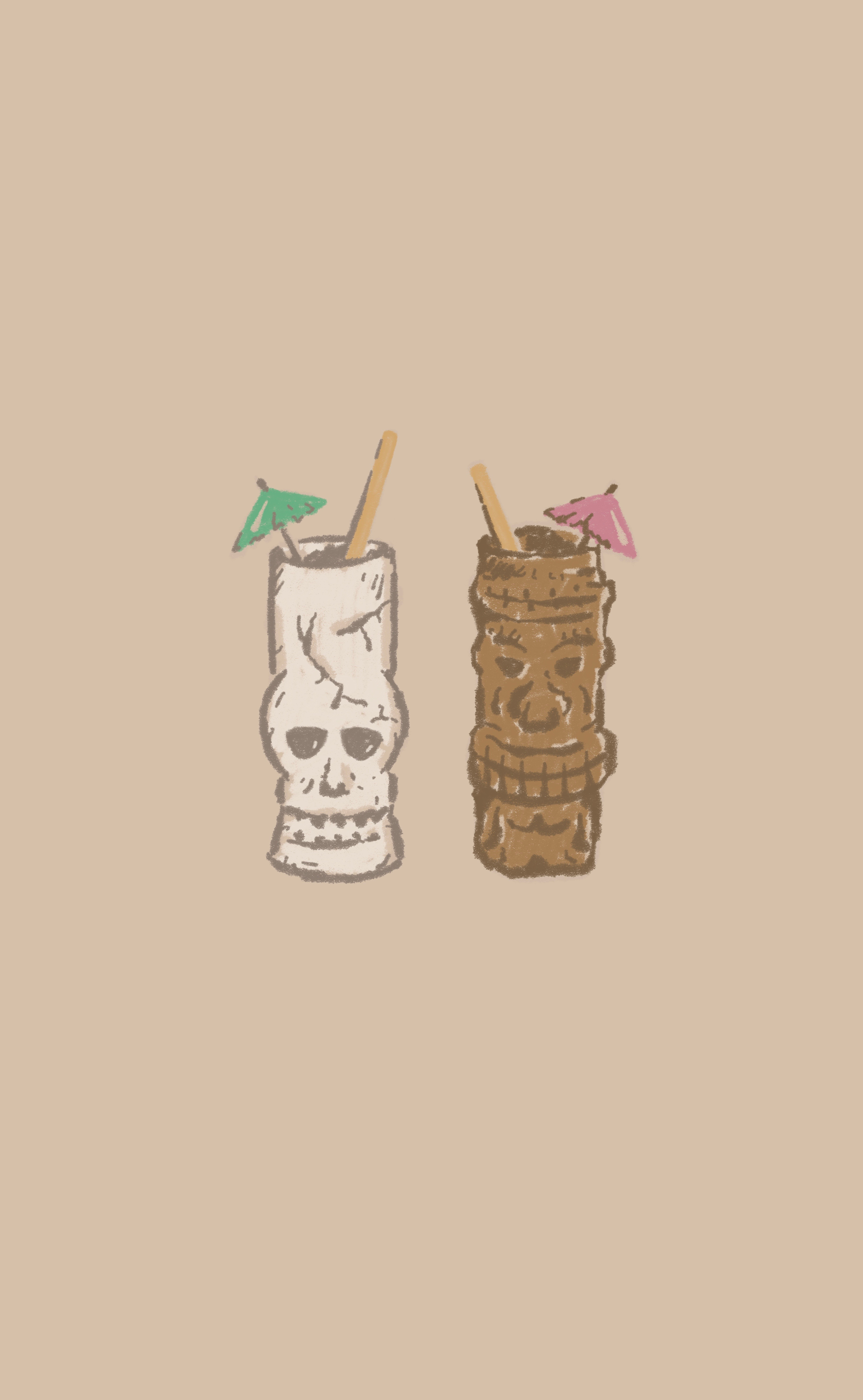 Tiki Time! beach design drawing florida florida keys hand drawn illustration island life joe horacek key west little mountain print shoppe procreate sketch skull tiki tiki drink