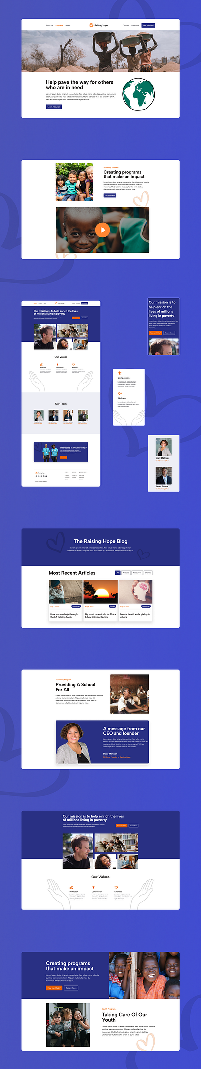 Raising Hope - Non-Profit Webflow Template design mobile responsive ui web design webflow website design websites