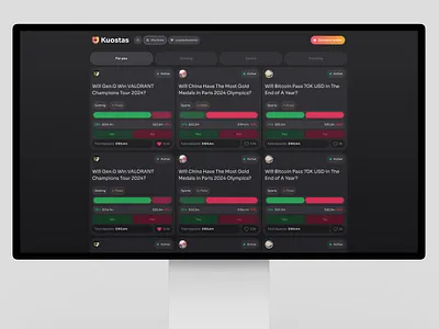 AI Power Social Prediction Market ai blockchain dark mode desktop ui manexus prediction prediction market product catalogue page ui web development