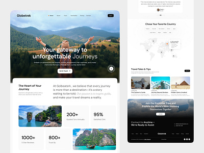 Globetrek - Travel Website design landing page minimal popular startup ui ui ux web design website