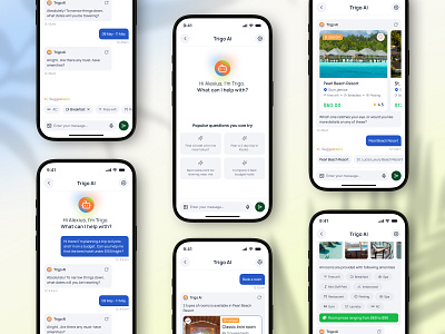 Travel AI Assistant Mobile App ai ai assistance app design app ui assistant booking platform focotik hotel booking app mobile mobile app design mobile ui design tourism app travel travel agency app travel app trip management trip planner ui ui design ux