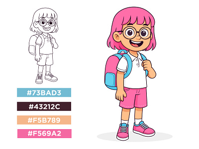 Nerdy Girl Cartoon Mascot, Cartoon Character Logo art cartoon cartoon character cartoon girl character logo clipart cute drawing girl graphic design illustration logo mascot mascot cartoon mascot design nerdy nerdy girl playful school girl vector