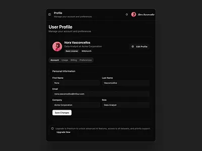 User Profile Card UI card component product design ui user profile ux