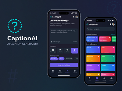 CaptionAI – Instantly Generate Scroll-Stopping Captions with AI ai app caption chatgpt design mobile prompt ui ux