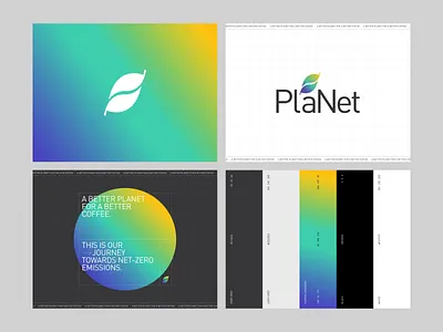 Planet - Brand identity brand identity brand manual branding coffee commitment design system gradient graphic design green guidelines logo nature net zero